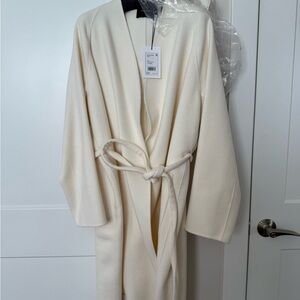 Theory Cream Belted Wrap Coat